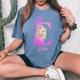 Donna Ellie Carino Personalizzato Farfalla Personalizzato Bambini Ragazze Nome Con Collo A T-shirt comoda oversize da donna Blue Jean