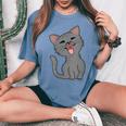 Donna Graziosa Maglietta A Forma Di Gatto Per Mamma Di Gatto Con Collo A T-shirt comoda oversize da donna Blue Jean