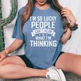 Donna Sono Così Fortunato Che Le Persone Non Possono Sentire Quello Che Penso Sarcastico Con Collo A T-shirt comoda oversize da donna Blue Jean