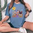Fall Halloween Chicken Pumpkin Chick Or Treat Spooky Women's Oversized Comfort T-Shirt Blue Jean