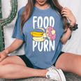 Food Porn Divertente Banana E Ciambella T-shirt comoda oversize da donna Blue Jean