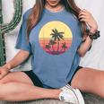 Fresco Estateacanze Uomini Donne Tramonto Spiaggia Palma T-shirt comoda oversize da donna Blue Jean