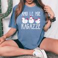 Gallina Animale Uccello Cuore Amo Le Mie Ragazze Pollo T-shirt comoda oversize da donna Blue Jean