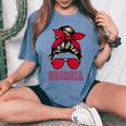 Georgia Girls Mom Messy Bun Hair Varsity Vintage Women's Oversized Comfort T-Shirt Blue Jean