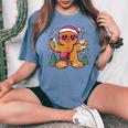 Gingerbread Man Cookie Santa Claus Hat Christmas Boys Girls Women's Oversized Comfort T-Shirt Blue Jean