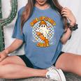Groovy Boo Skate One Spooky Dude Halloween Boys Toddlers Women's Oversized Comfort T-Shirt Blue Jean
