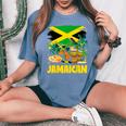 Jamaican Flag Outfit Ideas For & Novelty Jamaica Flag Women's Oversized Comfort T-Shirt Blue Jean