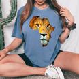 Leone Testa Africa Mappa Contorno Leoni Uomini Donne Bambini T-shirt comoda oversize da donna Blue Jean