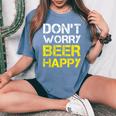 Magliette Uomo Birra Divertenti Don't Worry Beer Happy T-shirt comoda oversize da donna Blue Jean