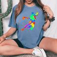 Pallamano Acquerello-Splash Ball Sport T-shirt comoda oversize da donna Blue Jean
