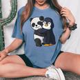 Panda Con Pinguino Ama Dolci Simpatici Animali T-shirt comoda oversize da donna Blue Jean