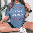 Proposta Di Matrimonio Originale Simpatica Miuoi Sposare T-shirt comoda oversize da donna Blue Jean