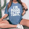 Retro Groovy Sono Più Bello Dopo Lo Yoga Divertente Sarcastico Dicendo Gym T-shirt comoda oversize da donna Blue Jean