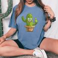Ridere Cactus Con Pollice In Su Signal Costume T-shirt comoda oversize da donna Blue Jean