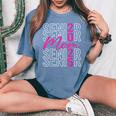 Senior Mom 2025 Class Of 2025 Back To School Graduation Pink Women's Oversized Comfort T-Shirt Blue Jean