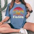 Vintage Retro Florida Beach Sun 70'S 80'S Style Mom Dad Women's Oversized Comfort T-Shirt Blue Jean