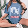 Whatever Ombra Di Gatto Dito Medio Sarcastico Divertente Con Collo A T-shirt comoda oversize da donna Blue Jean