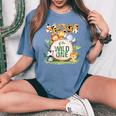 Mom Of The Wild One 1St Birthday Safari Family Matching Women's Oversized Comfort T-Shirt Mustard