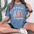 Tis The Season To Sparkle Cute Pink Christmas Tree Womens Women's Oversized Comfort T-Shirt Mustard