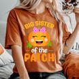 Big Sister Of The Patch Pumpkin Halloween Family Matching Women's Oversized Comfort T-Shirt Crimson