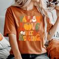 Fall In Love With Reading Book Autumn Pumpkins And Teachers Women's Oversized Comfort T-Shirt Crimson