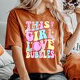 This Girl Love Bubbles Bubble Soap Birthday Party Women's Oversized Comfort T-Shirt Crimson