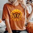 Sunflower Butterfly Floral Vintage Cool Graphic Women's Oversized Comfort T-Shirt Crimson