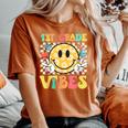 1St Grade Vibes Smile Face Back To School Girls First Grade Women's Oversized Comfort T-Shirt Yam