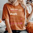 Anahi Name For Anahi Sarcastic Nutrition Facts Women's Oversized Comfort T-Shirt Yam