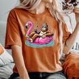 Bigfoot Chilling On Flamingo Float With Beer Fun Summer Vibe Women's Oversized Comfort T-Shirt Yam