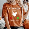 Chicken Lovers My Chicken Is Calling And I Must Go Camicia T-shirt comoda oversize da donna Yam