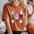 Cute Ghost Coquette Aesthetic Pink Bows Spooky Season Girl Women's Oversized Comfort T-Shirt Yam