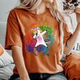 Dabbing Unicorn Rainbow Tie Dye Splatter Cute Dab Trendy T-shirt comoda oversize da donna Yam
