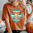 Donna Serape Cow Skull Print Sunflower Leopard Turquoise Con Collo A T-shirt comoda oversize da donna Yam
