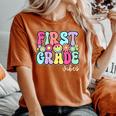 First Day Of 1St Grade Girls Teacher First Grade Vibes Women's Oversized Comfort T-Shirt Yam
