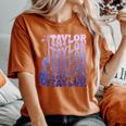 Girl Retro Taylor First Name Personalized Groovy 80'S Purple Women's Oversized Comfort T-Shirt Yam