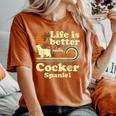 Life Better Cocker Spanielintage Cane Mamma Papà T-shirt comoda oversize da donna Yam