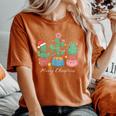 Merry Christmas Cactus Tree Lights Cactus Lover Xmas Women's Oversized Comfort T-Shirt Yam