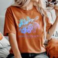 Navarre Beach Florida Sea Turtle Flowers Surfer Souvenir Women's Oversized Comfort T-Shirt Yam