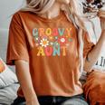 Retro Groovy Aunt 1St Birthday Auntie Matching Family Hippie Women's Oversized Comfort T-Shirt Yam