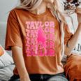 Retro Taylor First Name Personalized 80'S Pink Girl Women's Oversized Comfort T-Shirt Yam