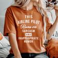 Sarcastic Airline Pilota Divertente Detto T-shirt comoda oversize da donna Yam