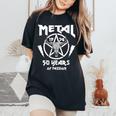 50 Cumpleaños Hombre Heavy Metal Rock Música Pentagrama Cuello Camiseta extragrande cómoda para mujer Black