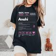 Anahi Name For Anahi Sarcastic Nutrition Facts Women's Oversized Comfort T-Shirt Black