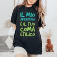 Aperitivo Regalo Divertente Alcool Coma Etilico T-shirt comoda oversize da donna Black