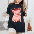 Carino Maiale Con Bandana Maialino Regalo Donna Ragazza T-shirt comoda oversize da donna Black