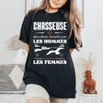 Chasse Chasseresse Idée Cadeau Chasseuse Et Fière T-shirt oversize confortable pour femme Black