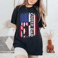 Cheer Dad Vintage American Flag Father Cheerleader Girl Women's Oversized Comfort T-Shirt Black
