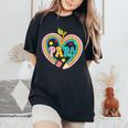 Colorful Para Teacher Paraprofessional Cute Pencil Heart Women's Oversized Comfort T-Shirt Black
