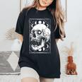 Cranio Fasi Lunari Moda Gotica Gotico Occulto Donne Gotiche T-shirt comoda oversize da donna Black